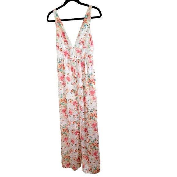 Zara Dresses & Skirts - Zara Womens Floral Maxi Dress Multicolor size L V Neck Front Slit Sleeveless